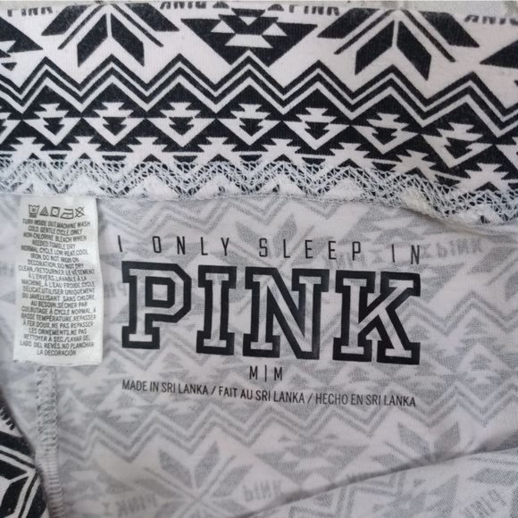 🎁 5 for $25 PINK VIctorias Secret Fair Isle Black White Pajama Pants - Picture 6 of 11